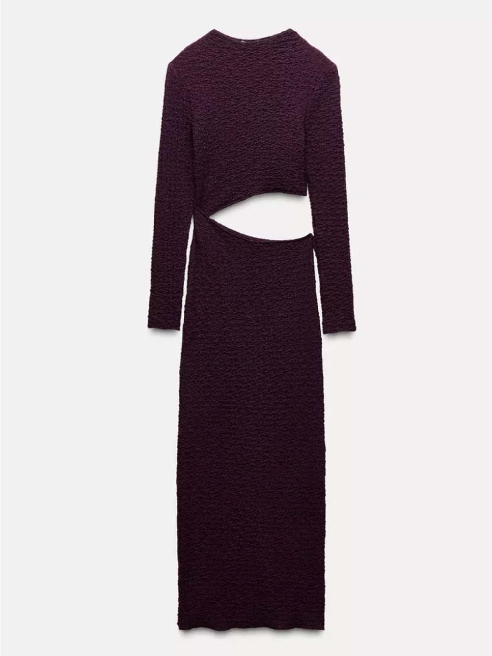 Zara Long Sleeve Cutout Maxi Dress in Deep Plum